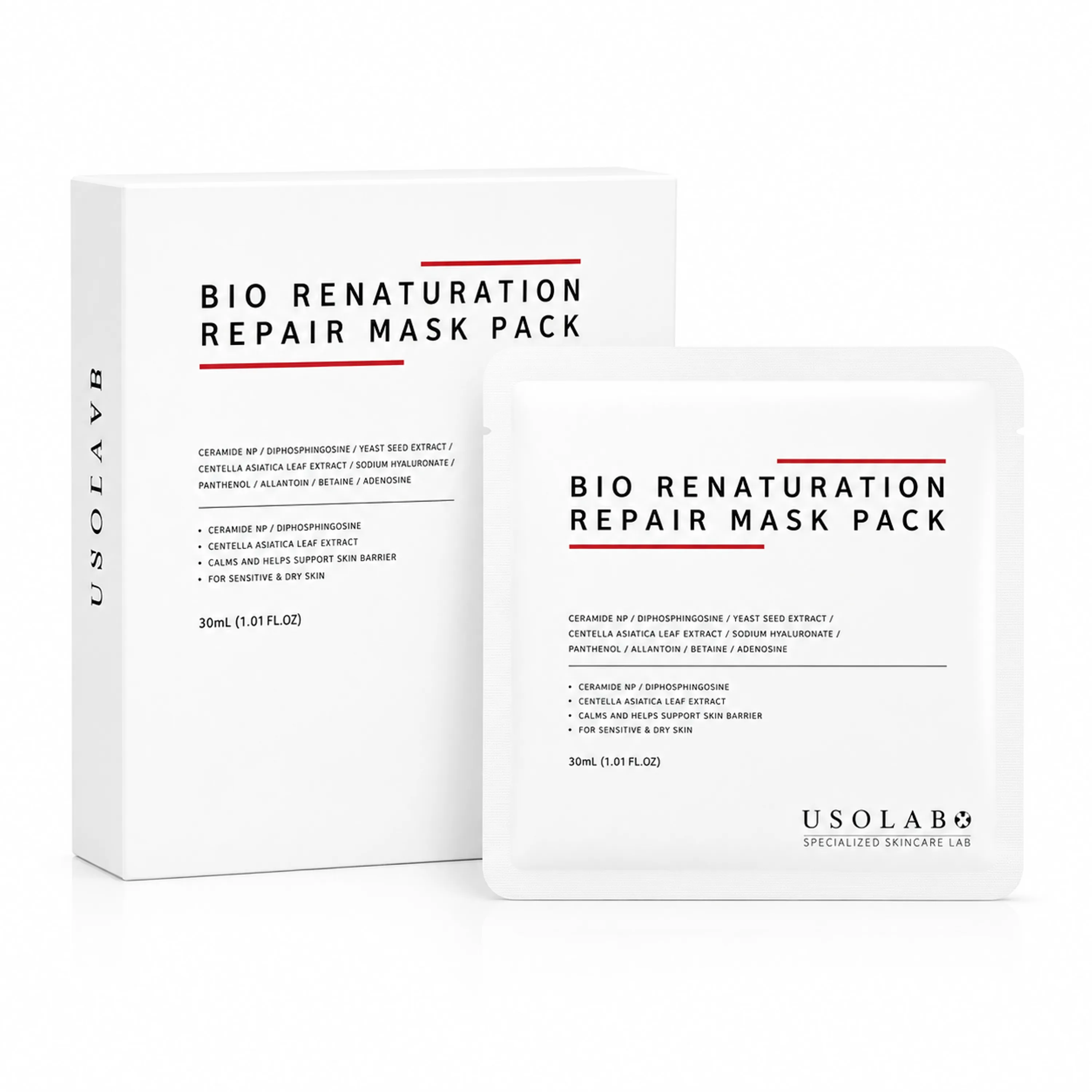 Відновлююча, заспокійлива та омолоджуюча маска Usolab Bio Renaturation Repair Mask, 30 мл