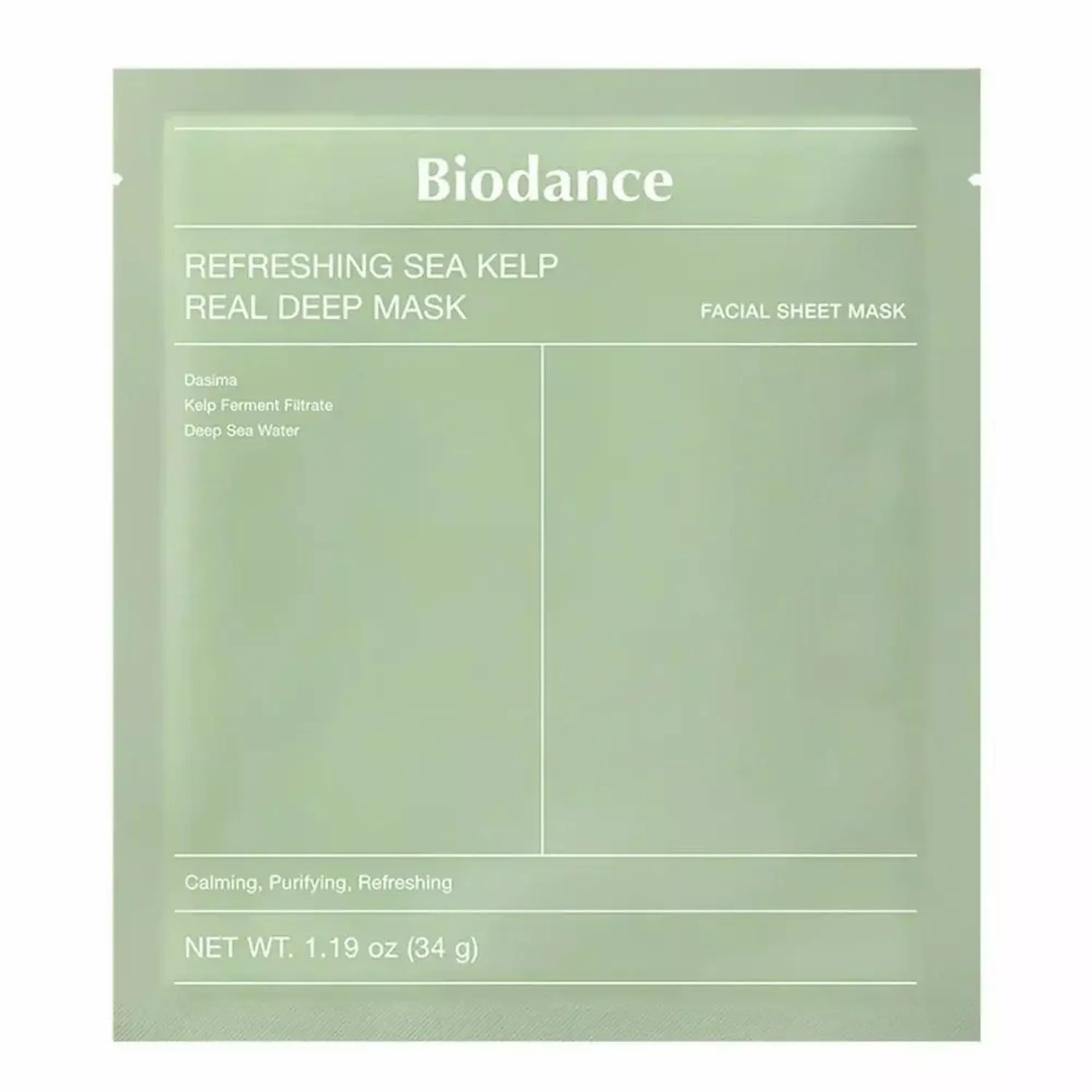 Нічна гідрогелева маска для обличчя з морськими водоростями Biodance Refreshing Sea Kelp Real Deep Mask, 34 г, 1 шт.