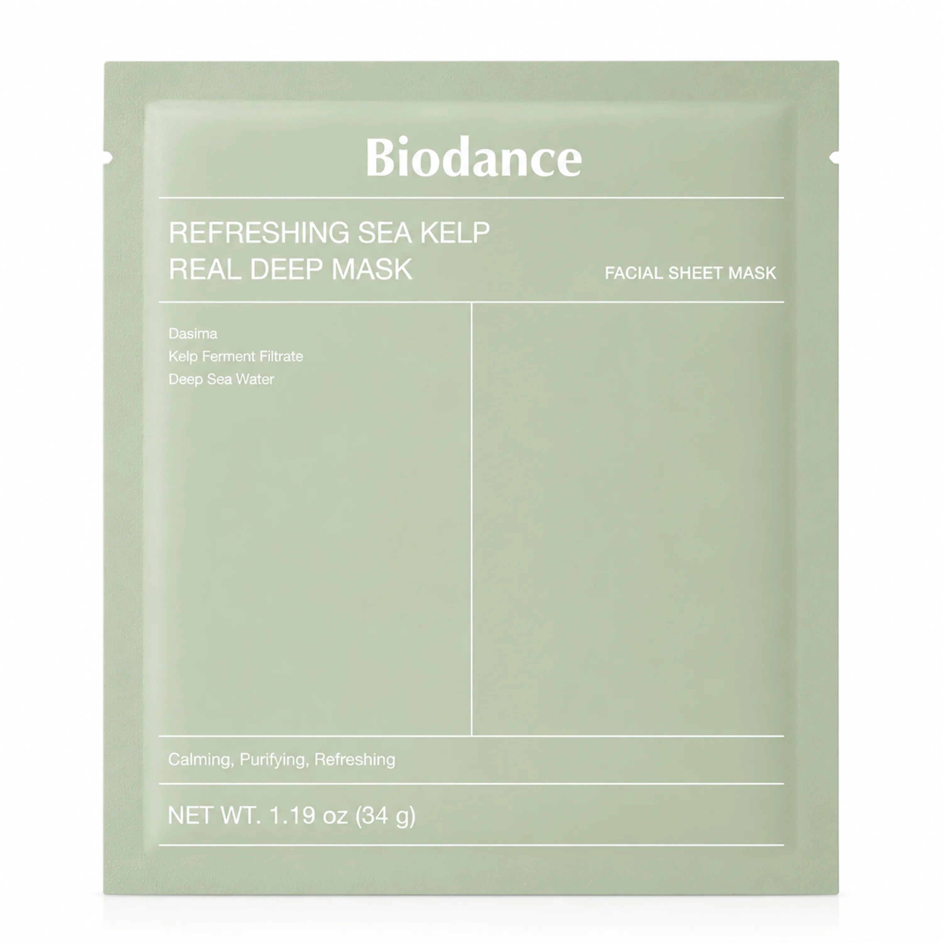 Нічна гідрогелева маска для обличчя з морськими водоростями Biodance Refreshing Sea Kelp Real Deep Mask, 34 г, 1 шт.