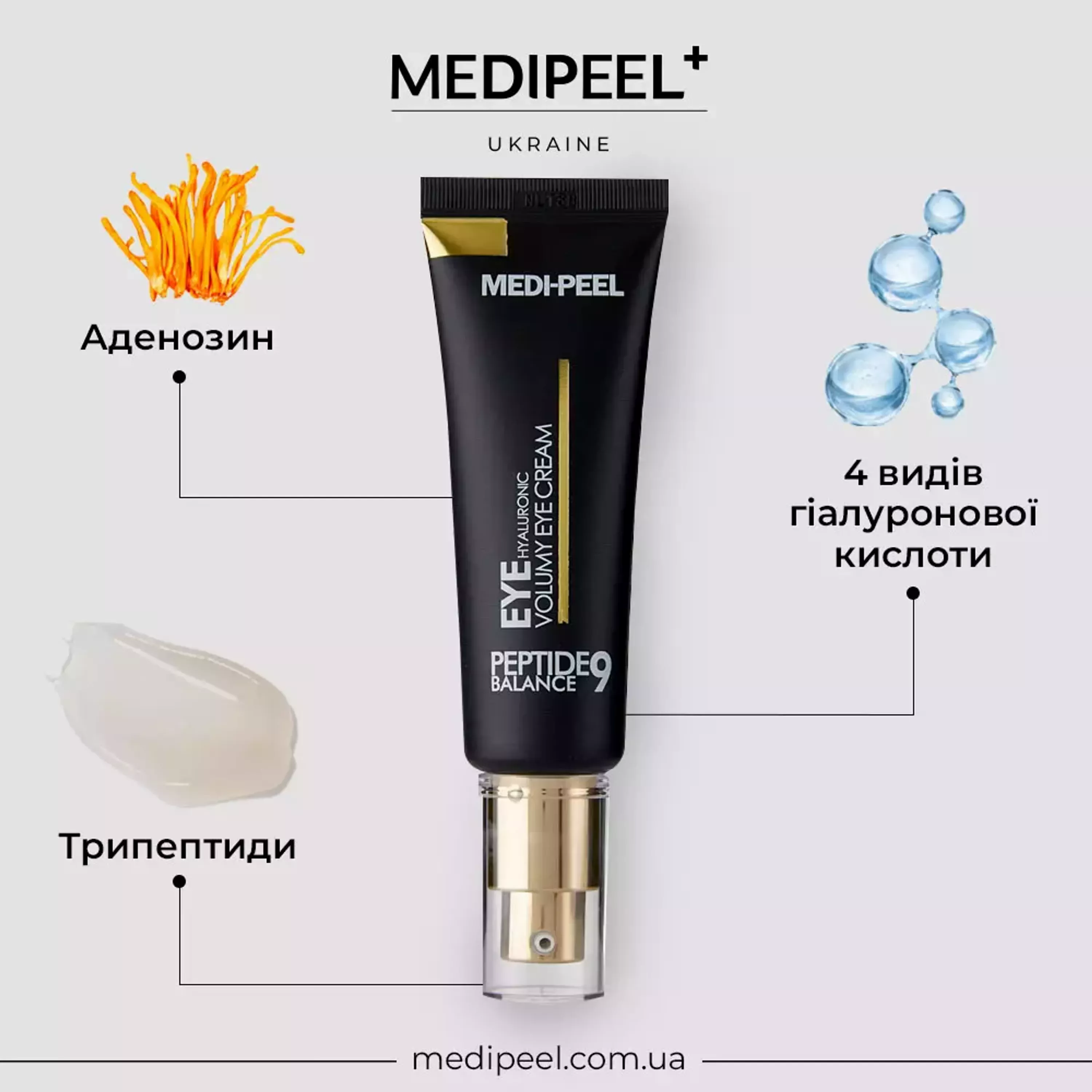 Омолоджуючий крем для повік з пептидами Medi-Peel Peptide Balance9 Eye Hyaluronic Volumy Eye Cream, 40 мл