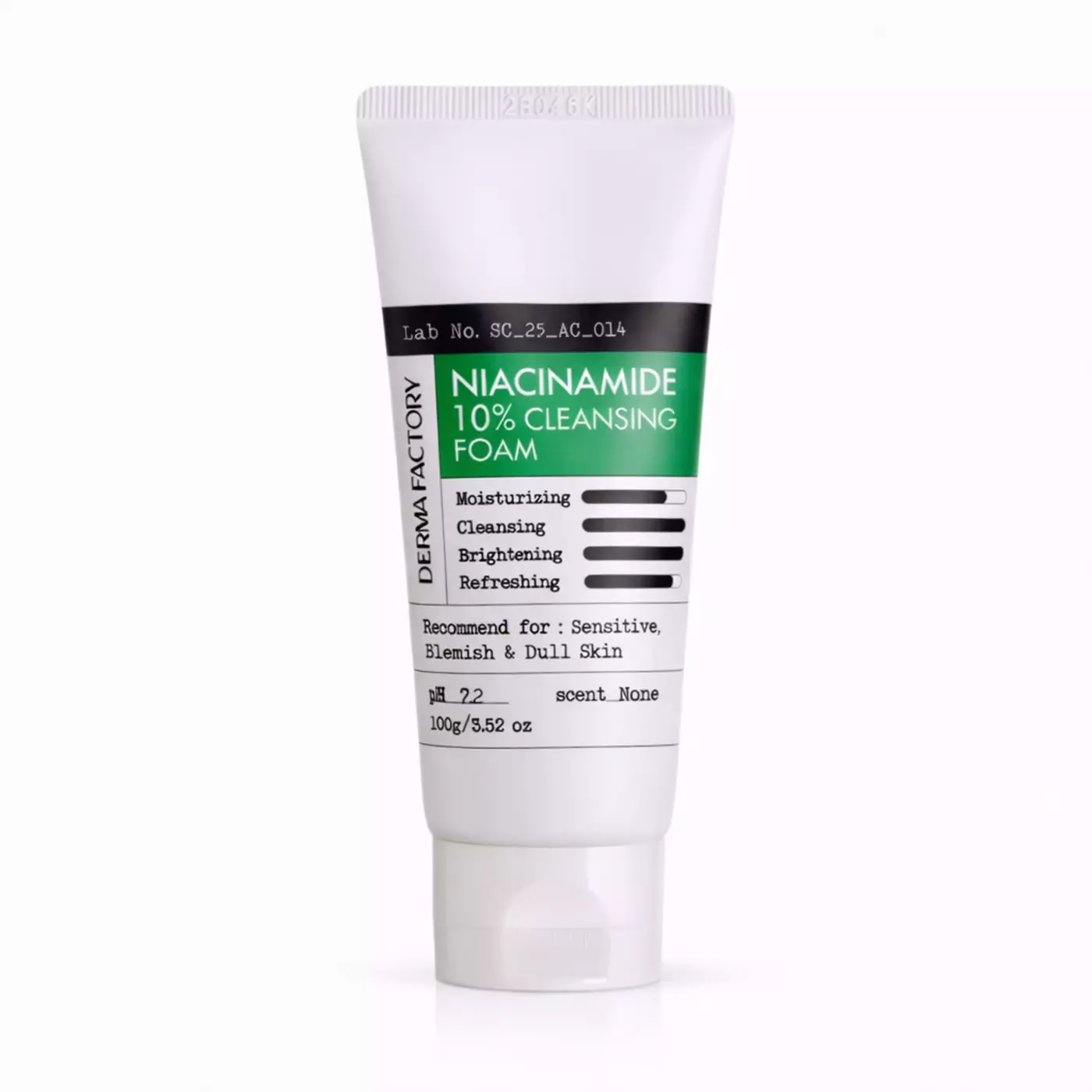 Освіжаюча та освітлююча пінка з ніацинамідом Derma Factory Niacinamide 10% Cleansing Foam, 100 ml