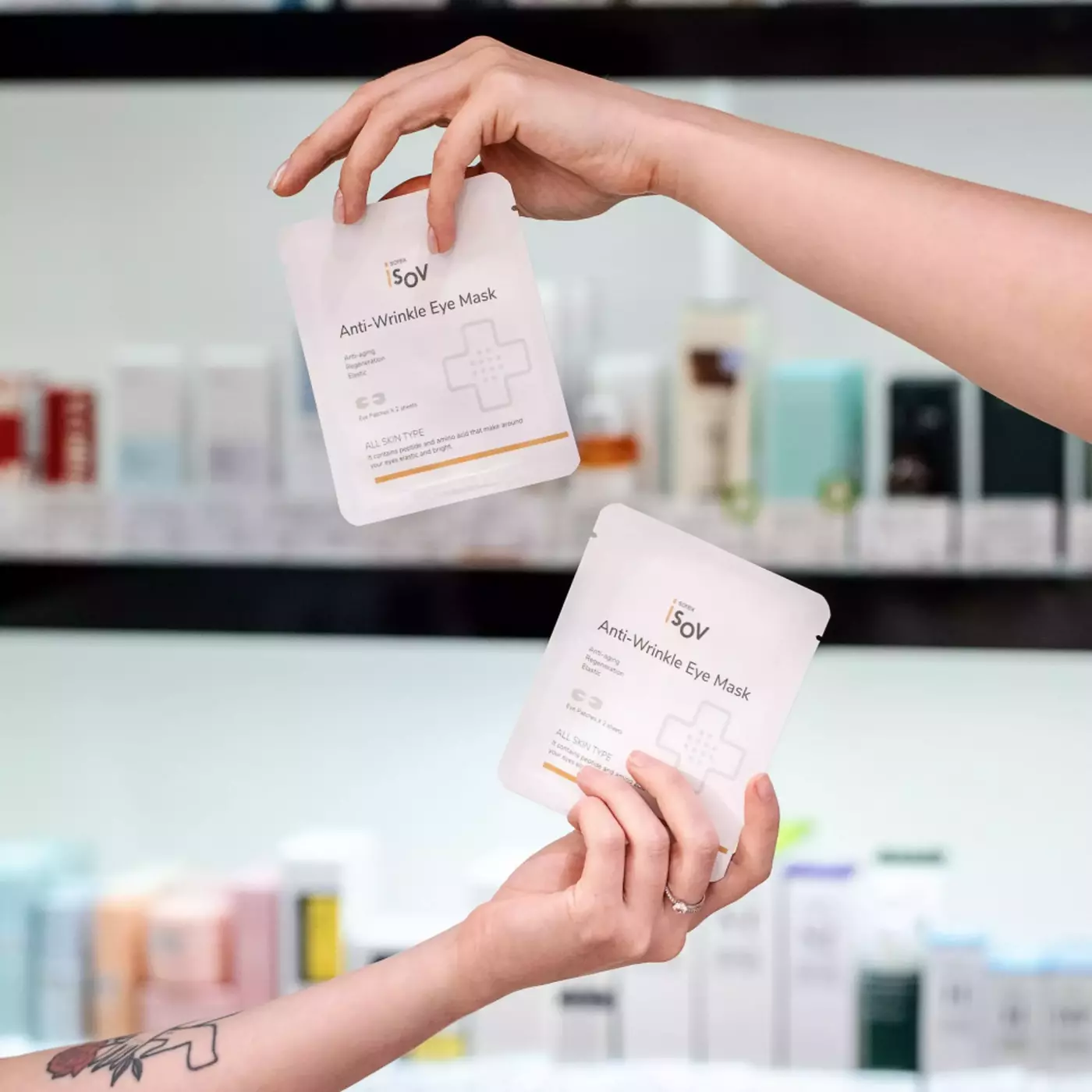 Патчі для верхньої та нижньої повіки з ПДРН і пептидами Isov Sorex Anti-Wrinkle Eye Mask , 1 пара