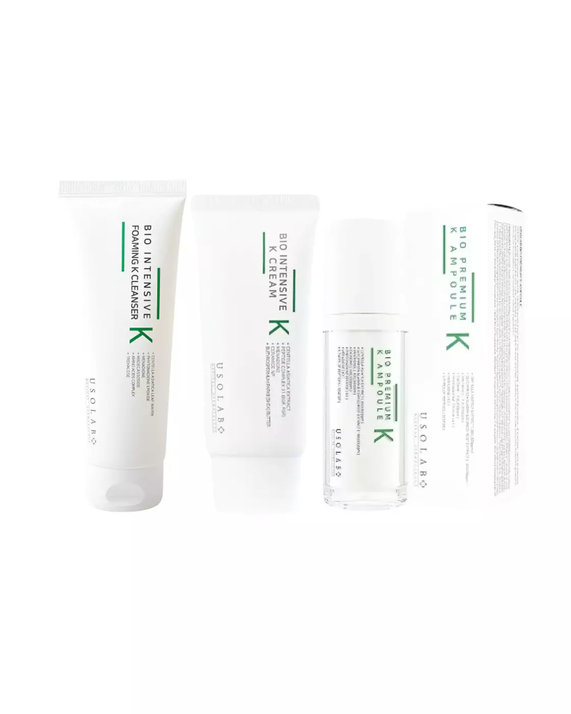 Набір для чутливої шкіри USOLAB «Valentine Skin Therapy with Vitamin K» (крем, ампула, гель для очищення)