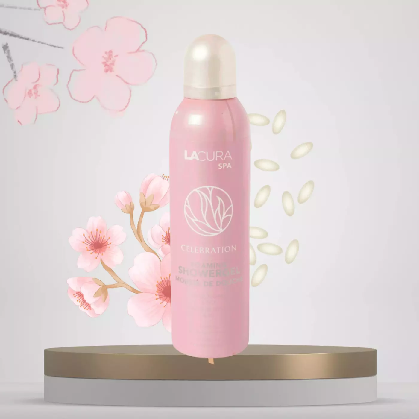 Парфумована гель-піна для душу Lacura Spa Celebration квіти лотоса та екстракт рису, 200 мл