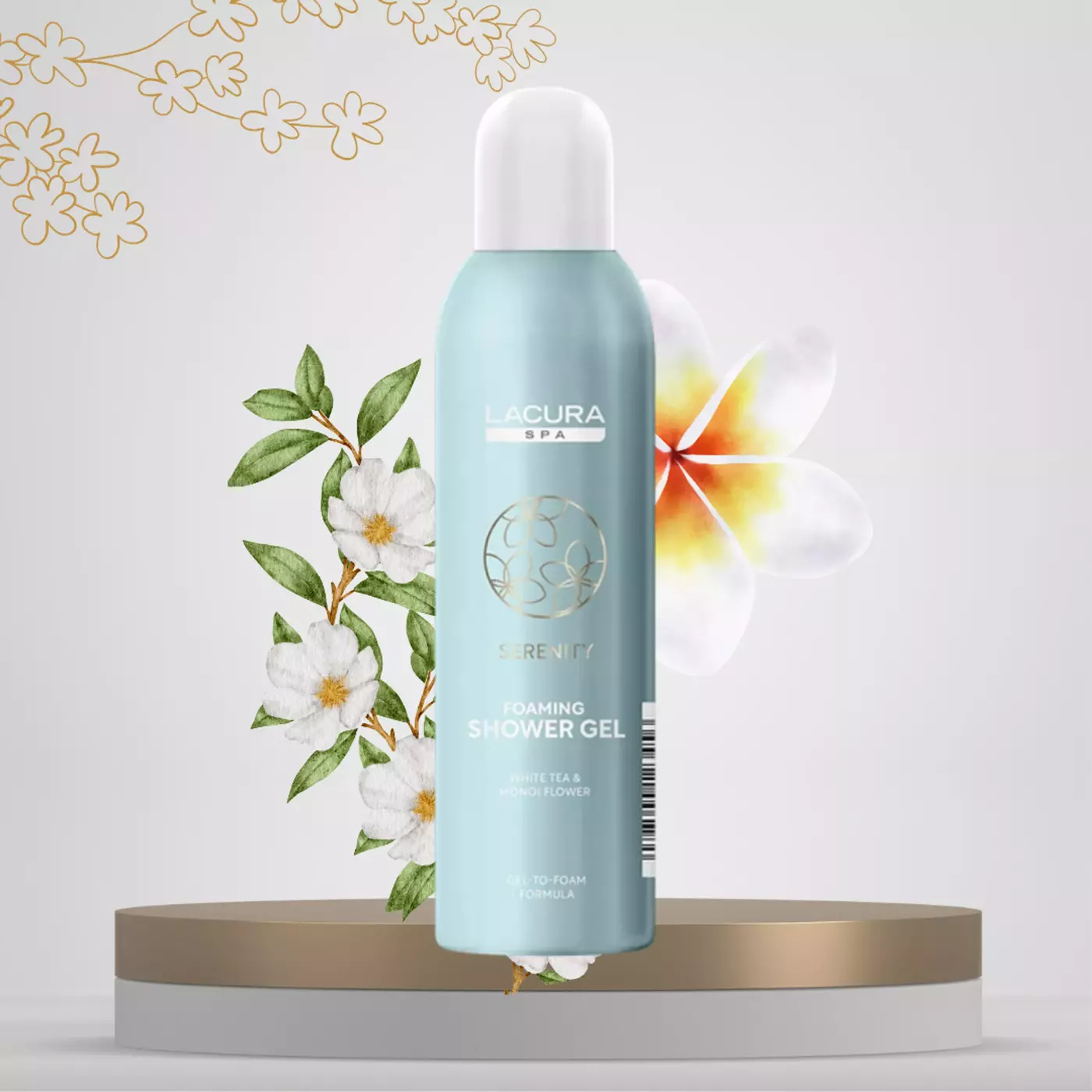 Парфумована гель-піна для душу Lacura Spa Harmony з ароматом білого чаю та квітів моної, 200 мл 