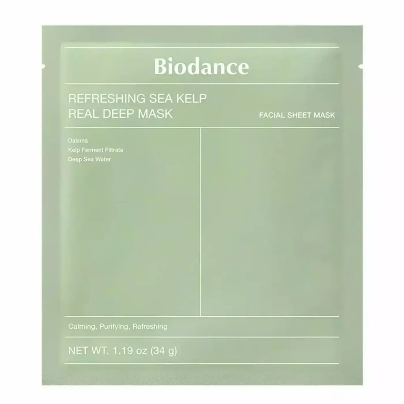 Нічна гідрогелева маска для обличчя з морськими водоростями Biodance Refreshing Sea Kelp Real Deep Mask, 34 г, 1 шт.