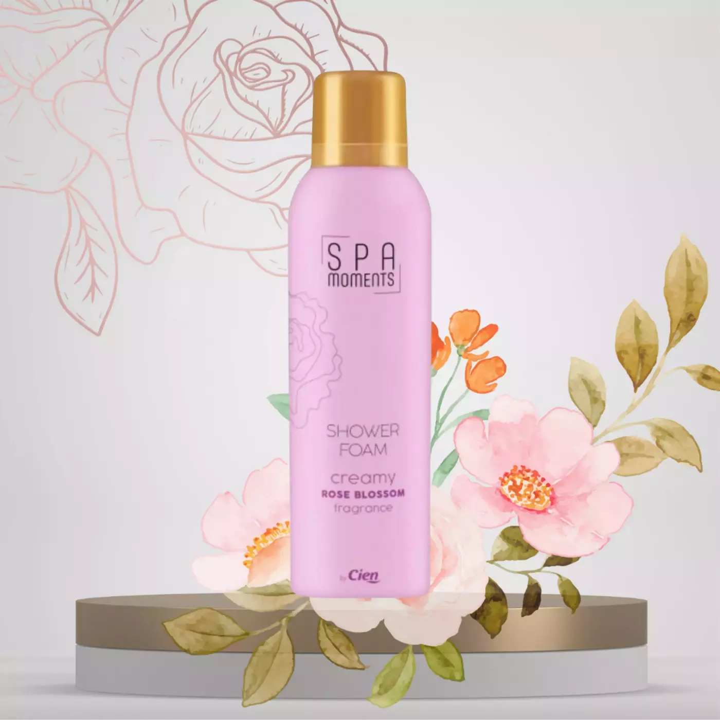 Гель-піна для душу з екстрактом трояндового цвіту Cien Spa Moments Shower Foam Rose Blossom, 200 ml