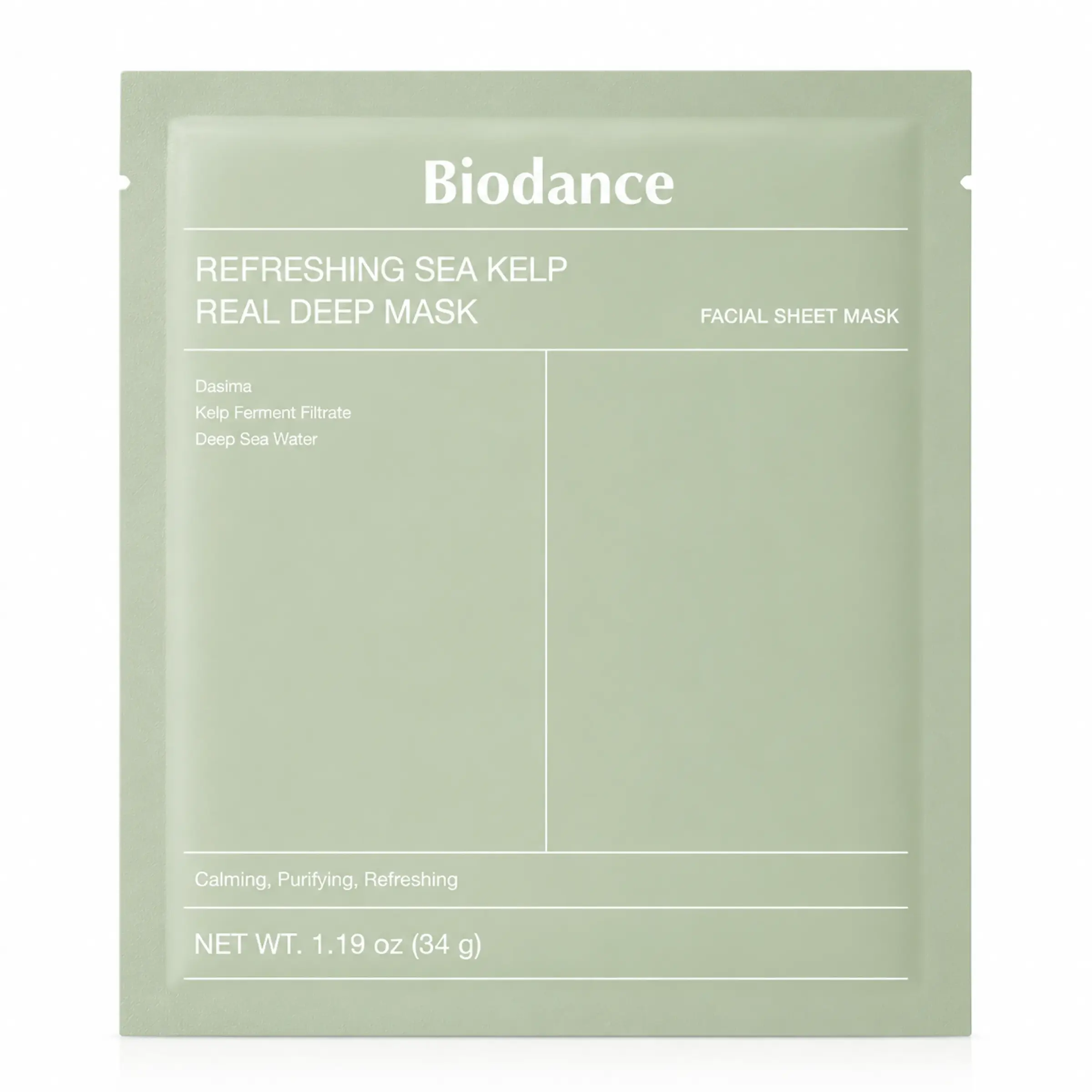 Нічна гідрогелева маска для обличчя з морськими водоростями Biodance Refreshing Sea Kelp Real Deep Mask, 34 г, 1 шт.