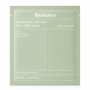 Нічна гідрогелева маска для обличчя з морськими водоростями Biodance Refreshing Sea Kelp Real Deep Mask, 34 г, 1 шт.