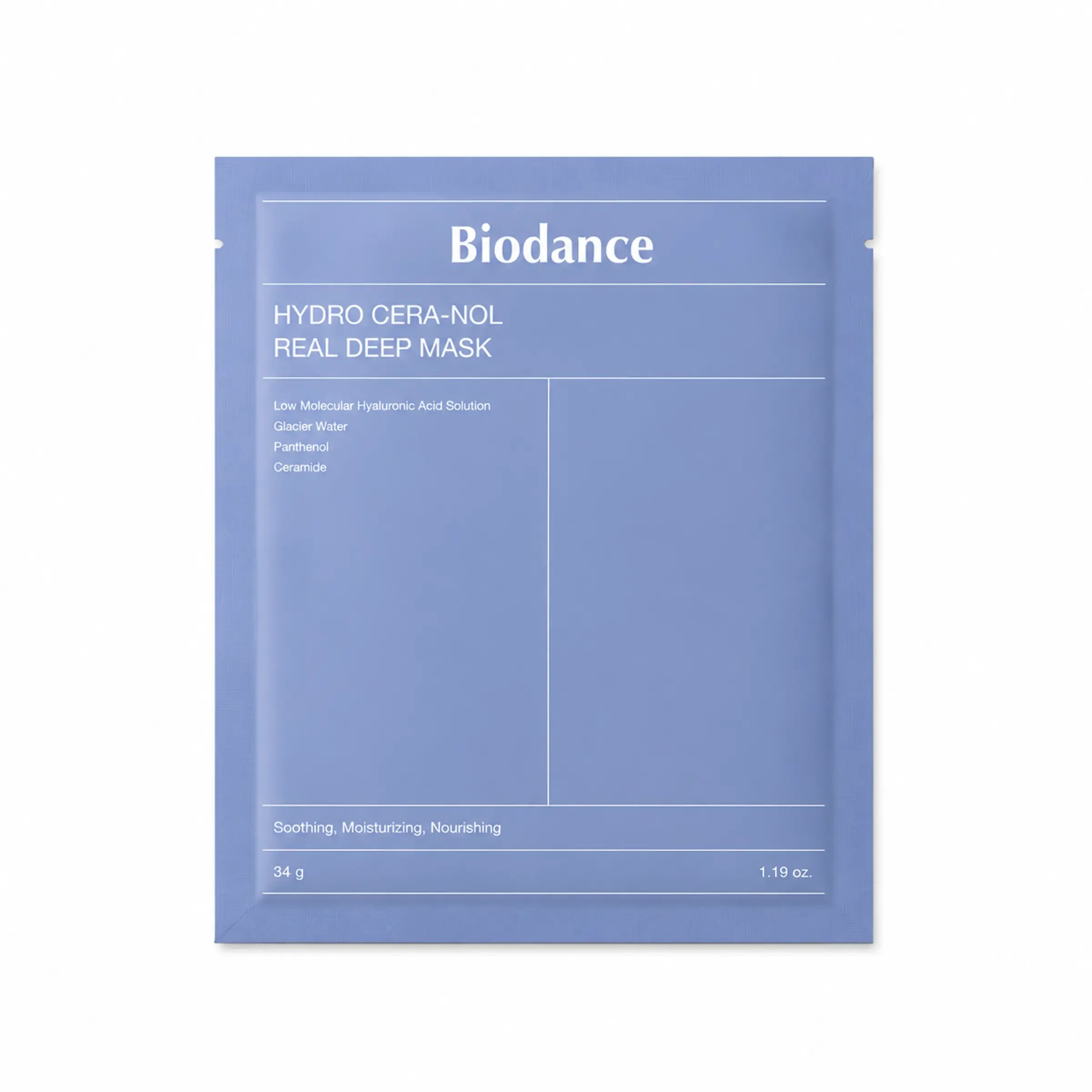 Гідрогелева маска з керамідами та пантенолом Biodance Hydro Cera-Nol Real Deep Sheet Mask 34g (1 шт.)