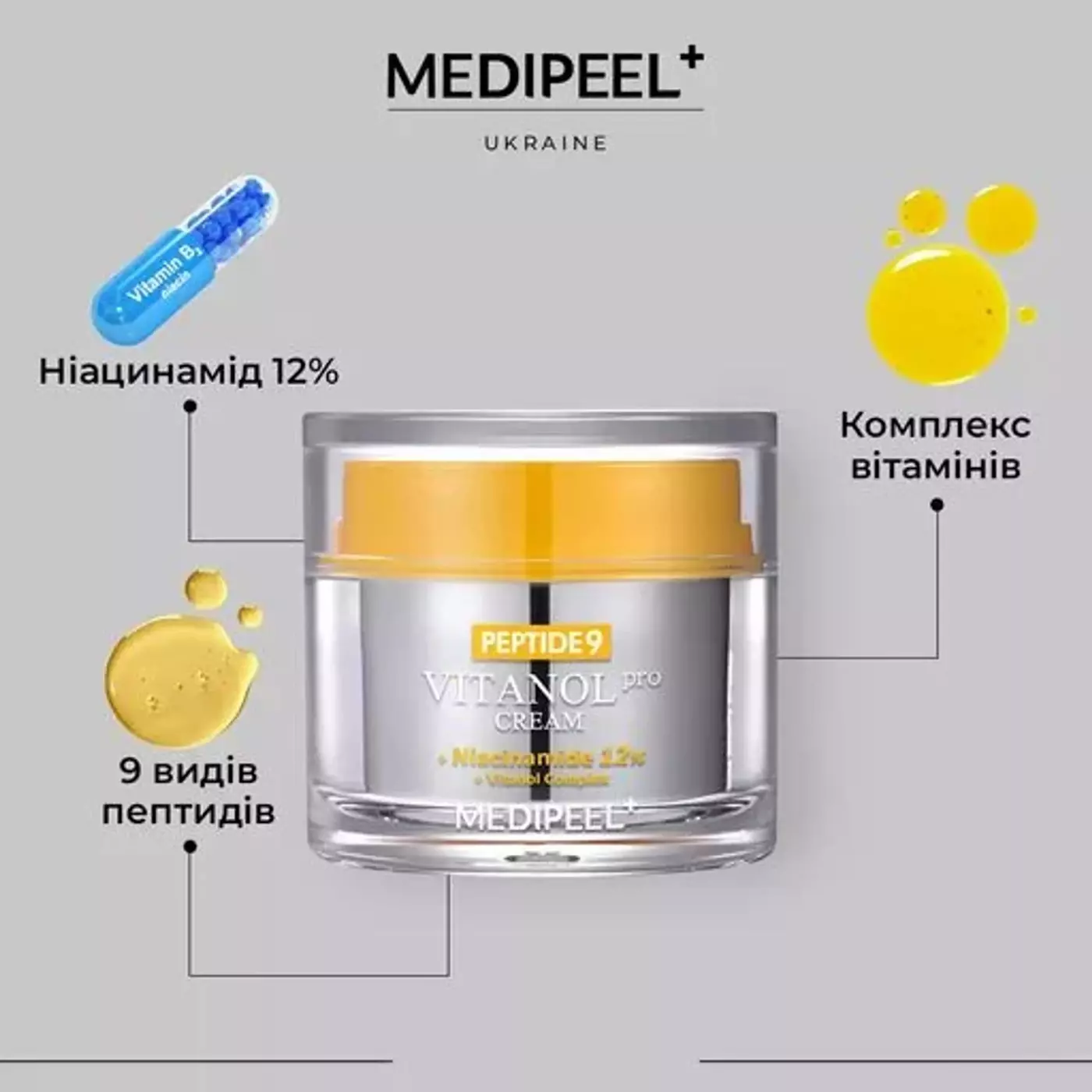 Крем для обличчя Medi-Peel Peptide 9 Vitanol Cream Pro з пептидами та комплексом вітанолу, 50 ml