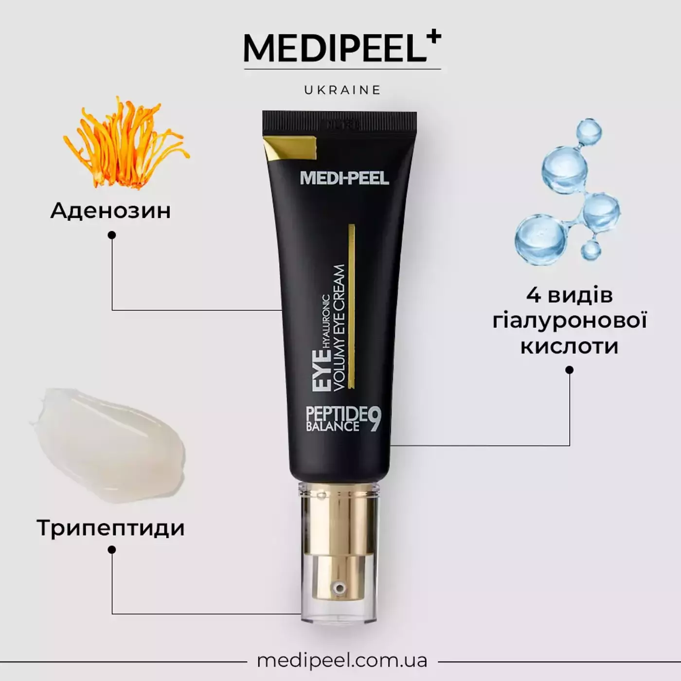 Омолоджуючий крем для повік з пептидами Medi-Peel Peptide Balance9 Eye Hyaluronic Volumy Eye Cream, 40 мл