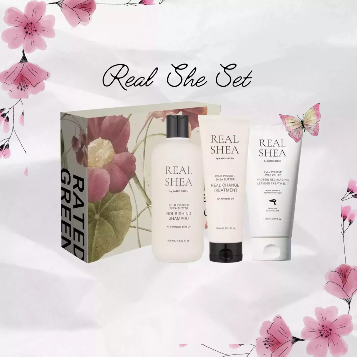 Набір для глибокого очищення та живлення шкіри голови і волосся Rated Green Real Shea Set (3 pics) 